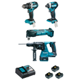 Set di 4 utensili a batteria 18V Li-Ion MKT DLX4109TJ 5 Ah (DDF484 + DTD154 + DHR243 + DTM51)
